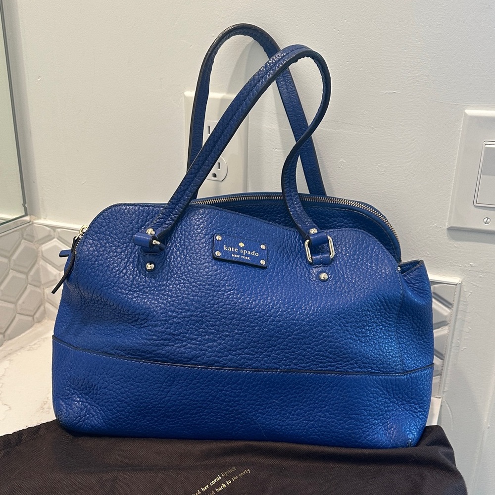 Kate Spade Large Royal Blue Pebbled Leather Satchel w/dust bag